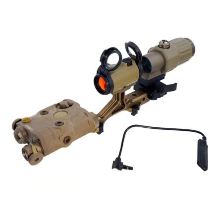 PEQ15 LASER POINTER & G33 MAGNIFIER & T2rds RED DOT SIGHT & OMM Micro Mount 2.50" Height 4PCS Combo
